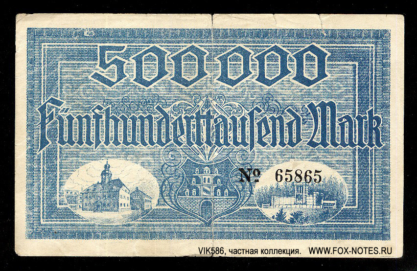 Notgeldschein der Stadt Meerane 500.000 Mark 1923