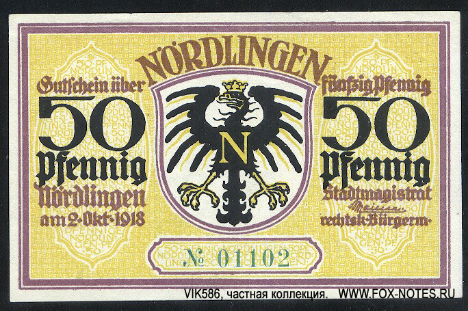 Stadt Nördlingen 50 Pfennig 1918
