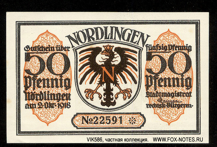 Stadt Nördlingen 50 Pfennig 1918