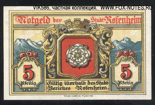 Stadt Rosenheim 5 pfennig 1921 Notgeld