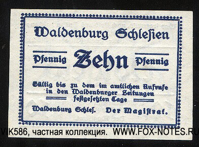 Notgeld der Stadt Waldenburg in Schlesien. 10  1921 