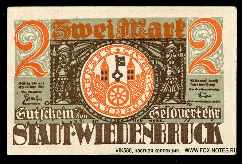 Stadt Wiedenbrück 2 Mark 1921