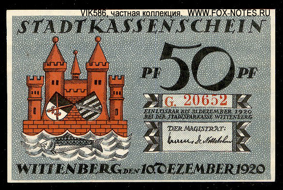 Stadt Wittenberg 50 Pfennig 1921 notgeld