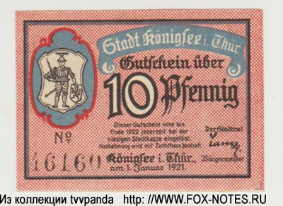 Stadt Königssee 10 pfennig 1921