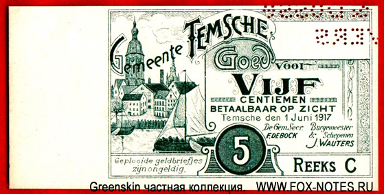 Gemeente Temsche 5 centimen 1917