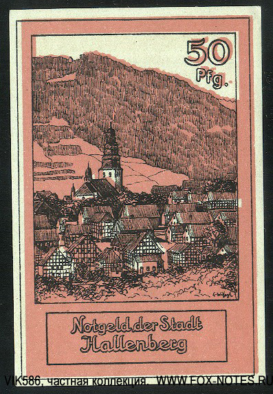 Notgeld der Stadt Hallenberg. 50 Pfennig. 1. August 1921.