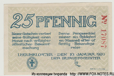 Lügumkloster 25 Pfennig 1920