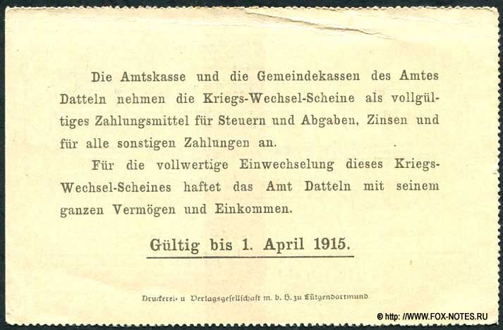 Amt Datteln  Kriegs-Wechsel-Schein. 2 Mark. 1914