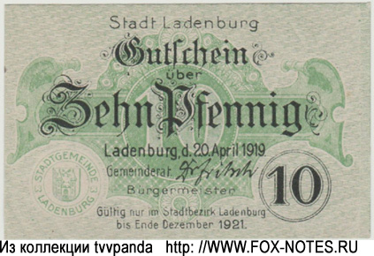 Stadt Ladenburg 10 pfennig 1919