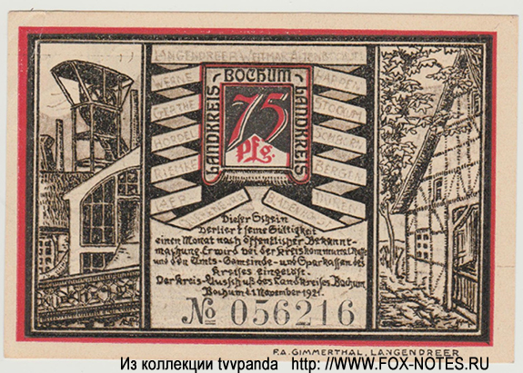 Landkreis Bochum 75 Pfennig 1921