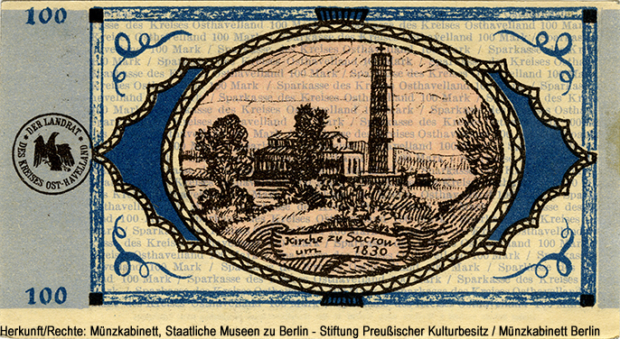 Kreisausschuß und Kreissparkasse des Kreises Osthavelland in Nauen 100 Mark 1923 Serie A