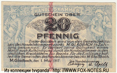 Handelskammer München-Gladbach 20 Pfennig 1917
