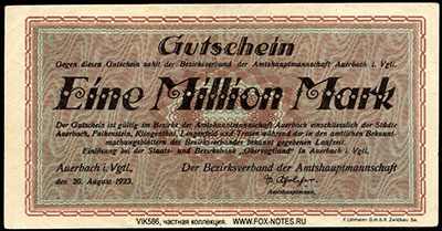 Bezirkverband Auerbach 1 Million Mark 1923