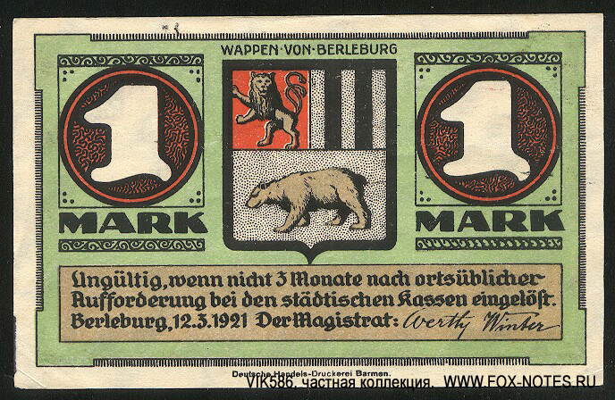 Stadt Berleburg 1 Mark 1921