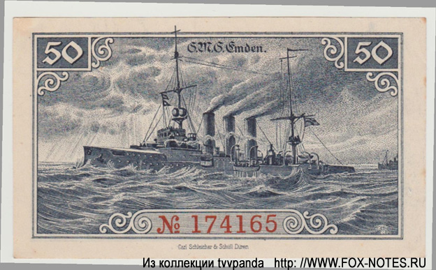 Stadtkasse Emden 50 Pfennig 1918
