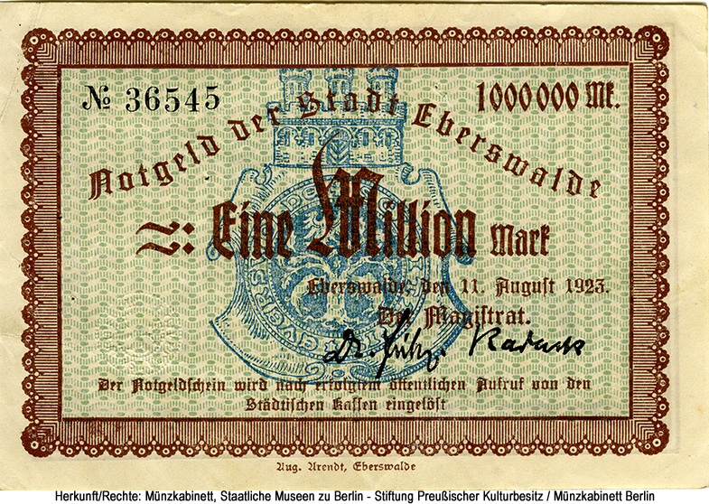 Stadt Eberswalde 1 Million Mark 1923