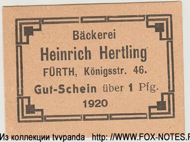 Hertling, Heinrich, Bäckerei  1 Pfennig 1920