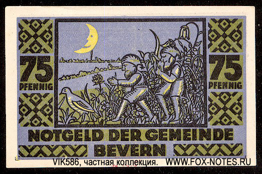 Notgeld der Gemeinde Bevern. 75 Pfennig 1921