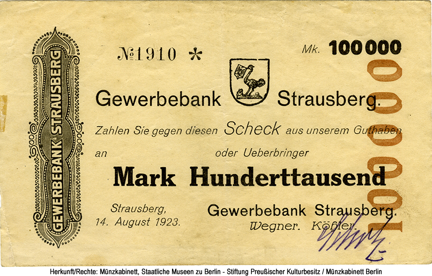 Gewerbebank Strausberg: 100000 1923