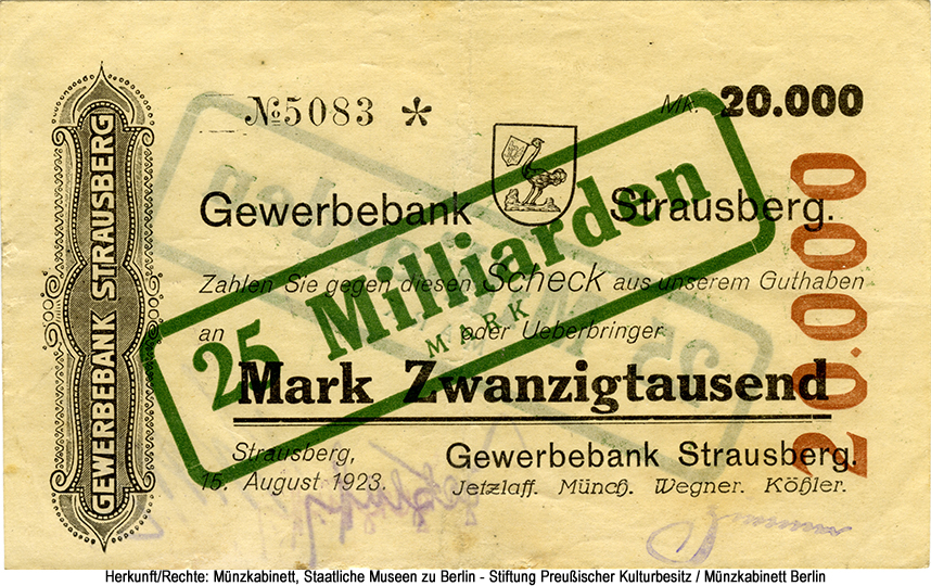 Gewerbebank Strausberg 25 Milliarden Mark 1923