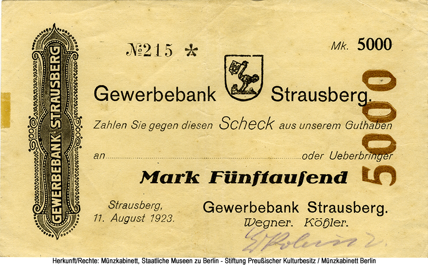 Gewerbebank Strausberg 5000 Mark 1923