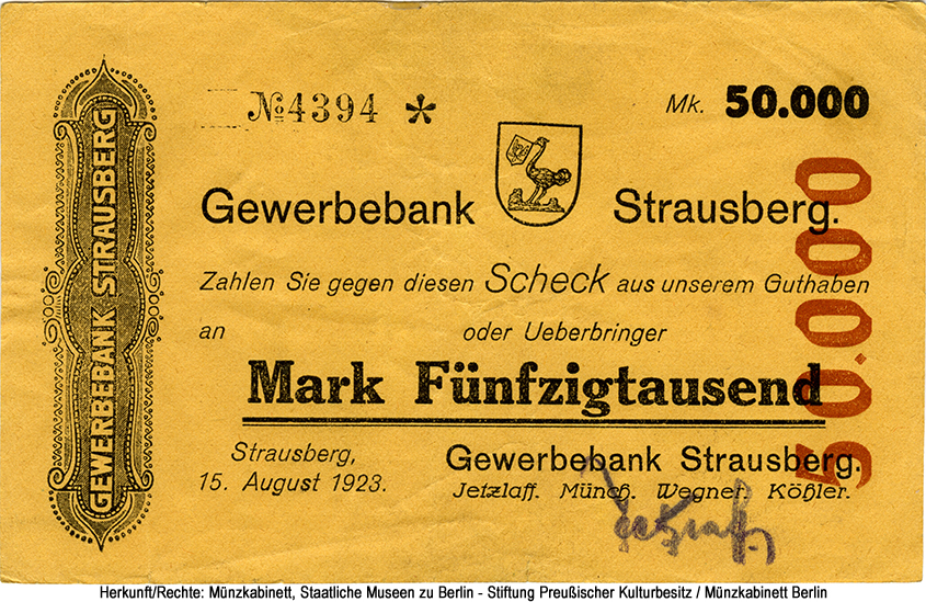 Gewerbebank Strausberg 50000 Mark 1923