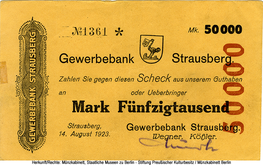 Gewerbebank Strausberg 50000 Mark 1923