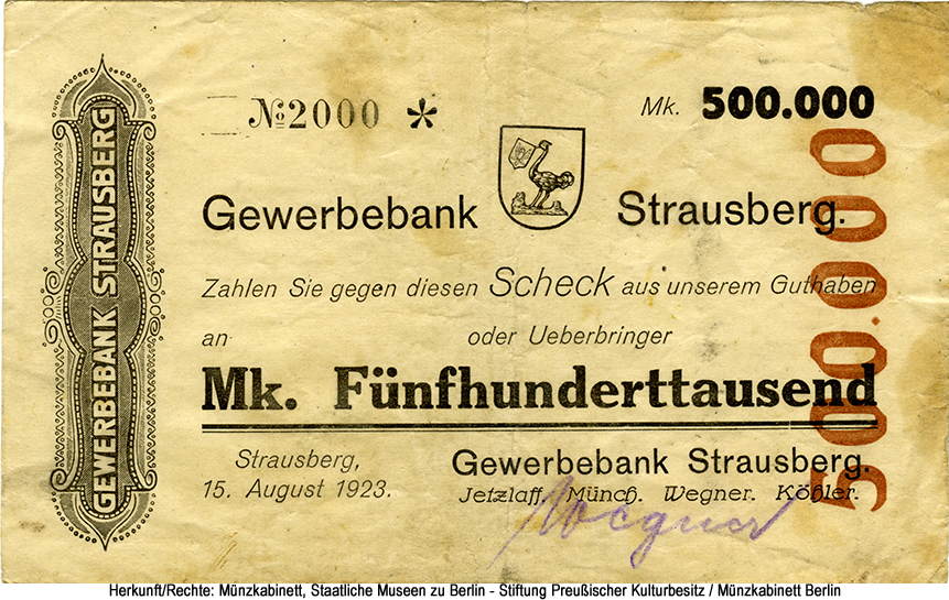 Gewerbebank Strausberg: 500.000 Mark 1923