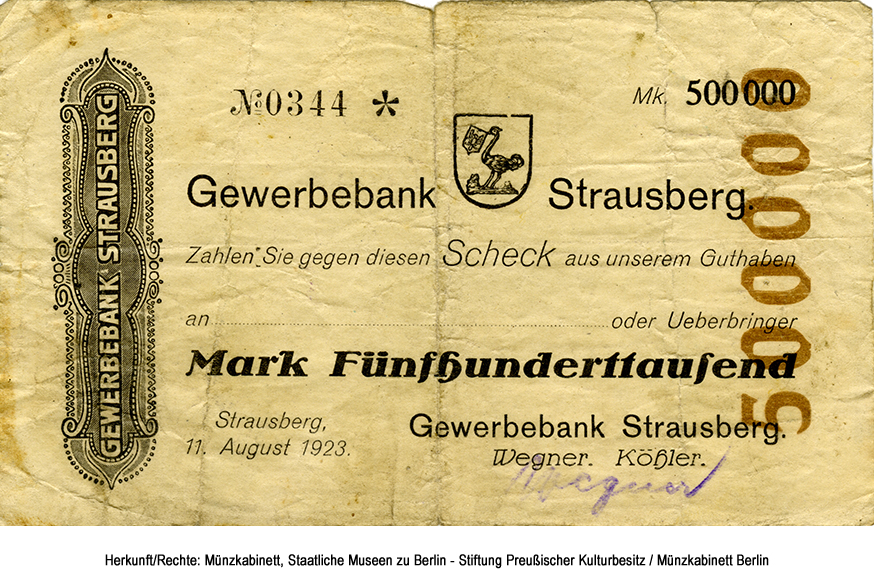 Gewerbebank Strausberg 500000 Mark 1923