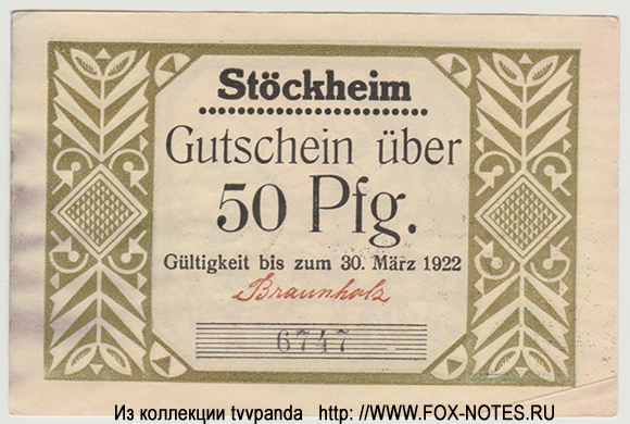 Gemrinde Stöckheim 50 Pfennig 1922