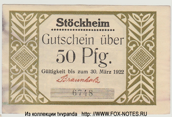 Gemrinde Stöckheim 50 Pfennig 1922