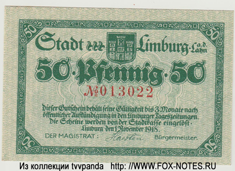Stadt Limburg an der Lahn 50 Pfennig 1918