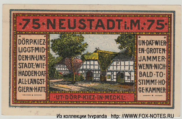 Stadt Neustadt (Mecklenburg-Schwerin) 75 Pfennig 1921