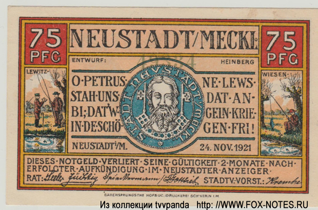 Stadt Neustadt (Mecklenburg-Schwerin) 75 Pfennig 1921