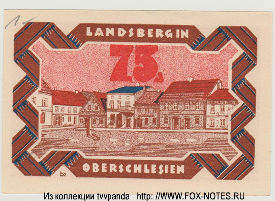 Stadt Landsberg in Oberschlesien 75 Pfennig 1921