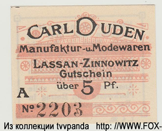 Carl Duden, Manufaktur- u. Modewaren 5 Pfennig