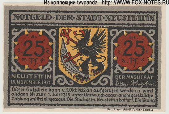 Stadt Neustettin 25 Pfennig 1922