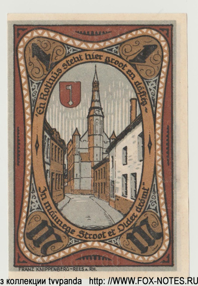 Gutschein der Stad Rees. 1 mark 1921.