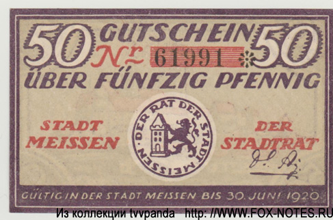 Stadt Meissen 50 Pfennig 1920