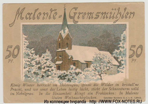 Gemeinde Malente-Gremsmühlen 50 pfennig 1921