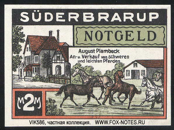 August Plambeck Notgeld. 1922. 2 Mark.