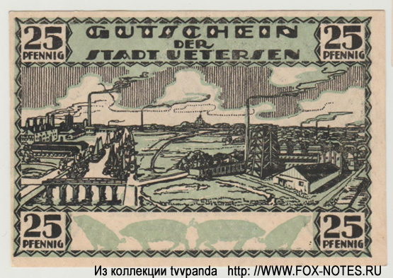 Gutschein der Stadt Uetersen. 25 pfennig 1921