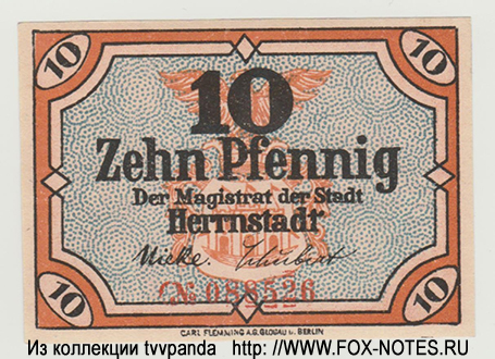 Stadt Herrnstadt 10 Pfennig