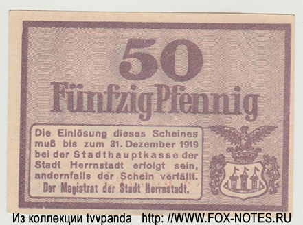 Stadt Herrnstadt 50 Pfennig