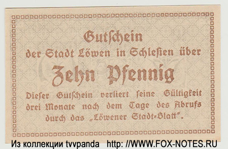 Stadt Löwen in Schlesien 10 pfennig 1920