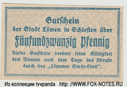 Stadt Löwen in Schlesien 25 pfennig 1920