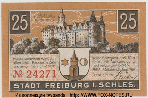 Stadt Freiburg in Schlesien 25 Pfennig 1919