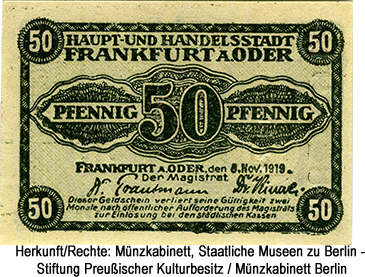 Stadt Frankfurt (Oder) 50 Pfennig 1917