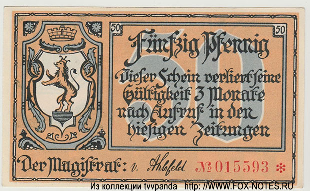 Notgeld der Stadt Greußen i. Th. 50 Pfennig