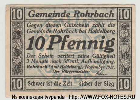 Gemeinde Rohrbach 10 Pfennig 1917